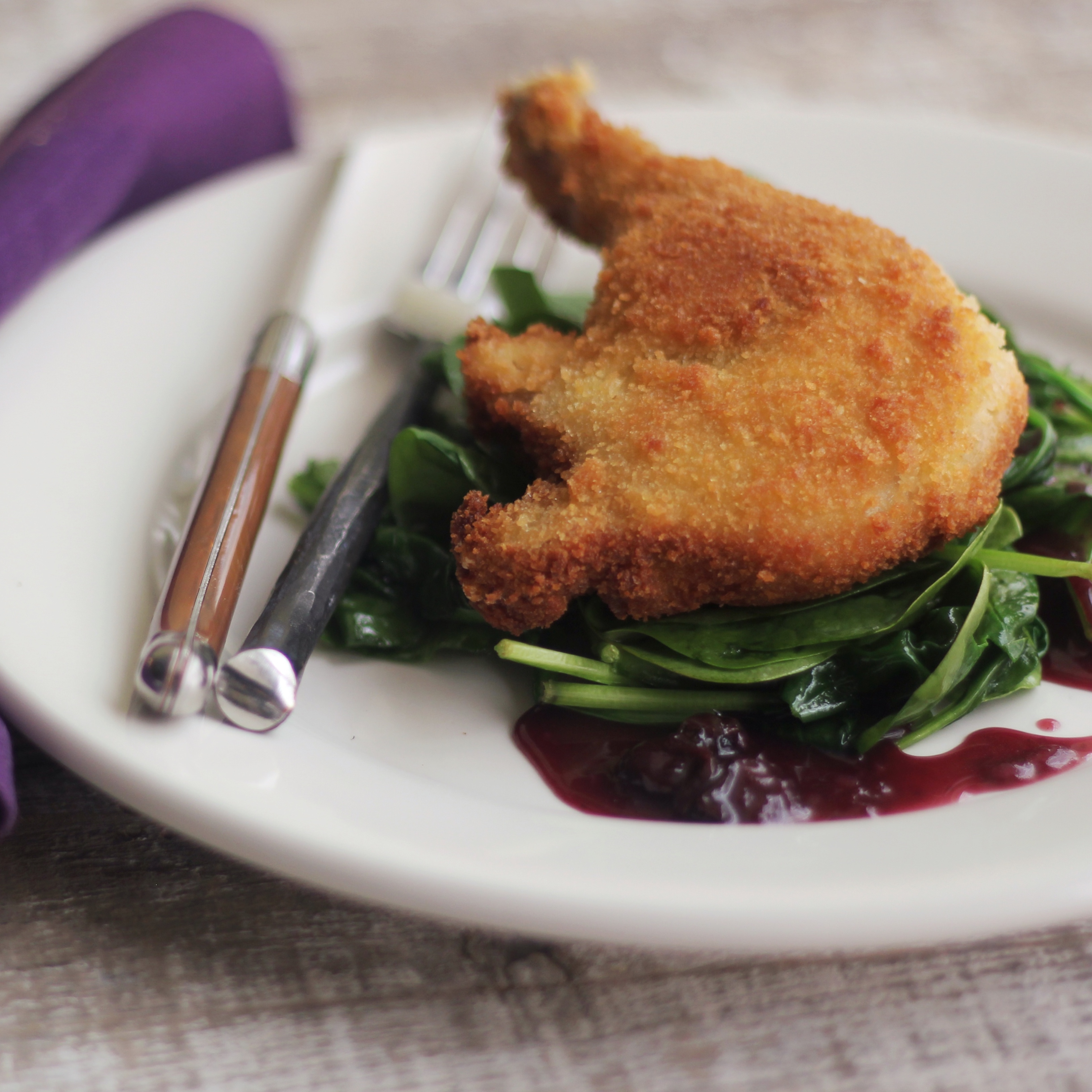 Fried Duck Confit With Blueberry Sauce